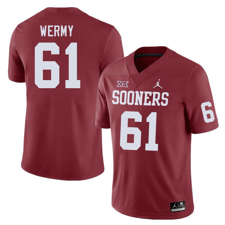 Men #61 Kenneth Wermy Oklahoma Sooners College Football Jerseys Stitched Sale-Crimson